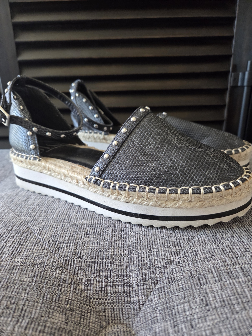 JLO JENNIFER LOPEZ Lisly Black Python Print Espadrille Platform Sandals Size 7